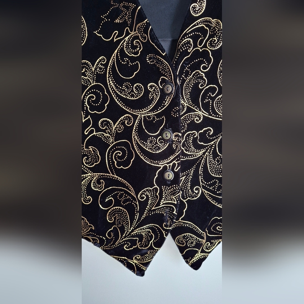 Clio vintage corduroy black/golden vest size   s/m‎ luxury night out custom - Picture 6 of 8